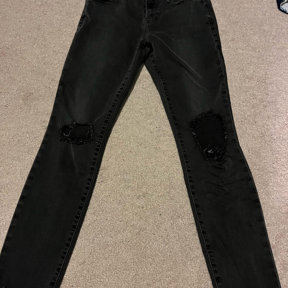 Frame Denim Black Ripped Skinny Jeans
